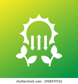 photosynthesis icon with sun and plant, vector