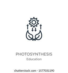 Photosynthesis icon. Thin linear photosynthesis outline icon isolated on white background from education collection. Line vector sign, symbol for web and mobile