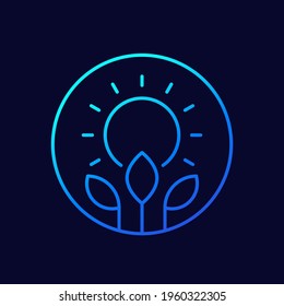 photosynthesis line icon with sun and plant