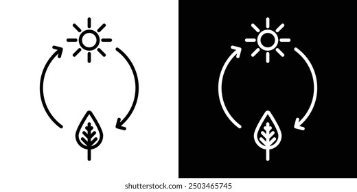 Photosynthesis thin line vector icon set.