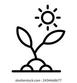 Diseño de iconos de línea de vectores de fotosíntesis