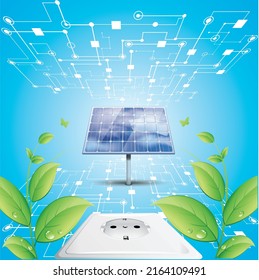 Photovoltaic cell conceptual content for green energy and renewable energy sources. neuron network plugs