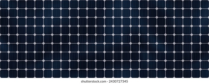 A photovoltaic mono crystalline solar panel seamless pattern. Energy saving technology. Alternative source of electricity generation. Vector illustration with texture