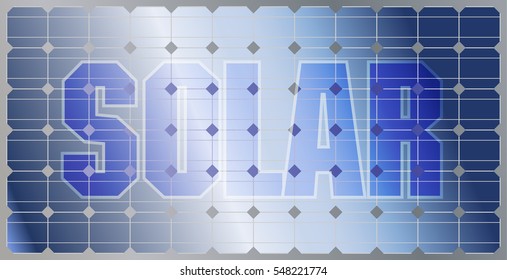 photovoltaic panel with a reflexion and the word "SOLAR"