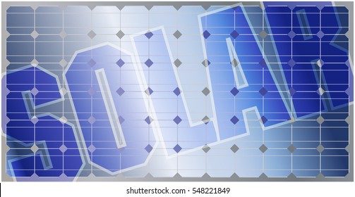 photovoltaic panel with a reflexion and the word "SOLAR"