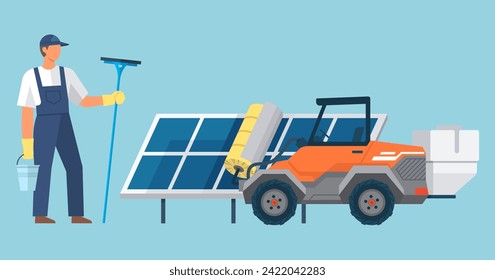 Photovoltaic vector illustration. Ecological considerations are vital for development renewable energy infrastructure Innovation in energy generation drives adoption sustainable practices Renewable