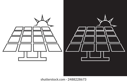 Photovoltaics icon isolated on white and black  background. Solar power concept. EPS 10