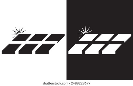 Photovoltaics icon isolated on white and black  background. Solar power concept. EPS 10