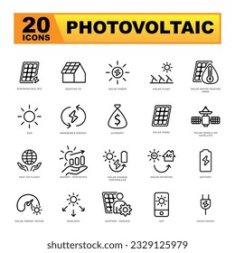 Photovoltaics outline icon collection. Perfect for a website or infographics.