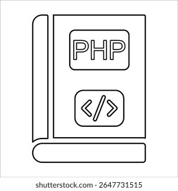 Ícone de livro do Php, gráficos de vetor de linha