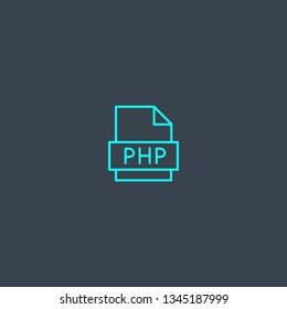 PHP concept blue line icon. Simple thin element on dark background. PHP concept outline symbol design. Can be used for web and mobile UI/UX