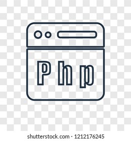 Php concept vector linear icon isolated on transparent background, Php concept transparency concept in outline style