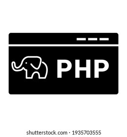 PHP Elephant Code Icon Isolated on White Background Flat Style. PHP Code Symbol for your Web Site Design, Logo, App, UI. Vector Illustration
