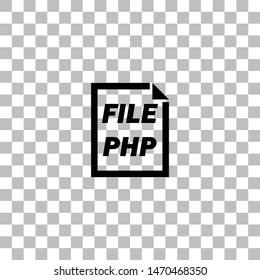 PHP File. Black flat icon on a transparent background. Pictogram for your project