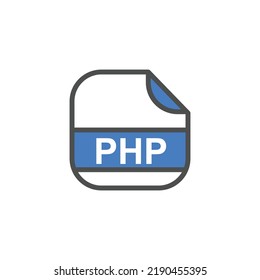 PHP File Extension, Rounded Square Icon with Text - Format Extension Icon Vector Illustration.