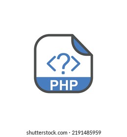 PHP File Extension, Rounded Square Icon with Symbol - Format Extension Icon Vector Illustration.