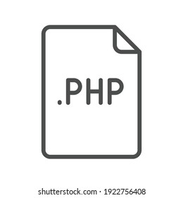PHP file format line icon. Linear style sign for mobile concept and web design. Simple outline symbol. Vector illustration isolated on white background. EPS 10.
