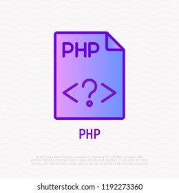 PHP file format thin line icon. Modern vector illustration.