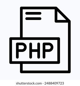PHP File Format Vector Icon, Isolated Lineal Vector Icon.