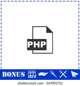 PHP File icon flat. Simple vector symbol and bonus icon