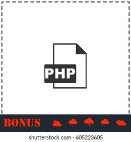 PHP File icon flat. Simple vector symbol and bonus icon