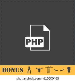 PHP File icon flat. Simple vector symbol and bonus icon