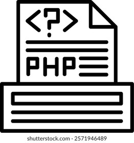 Php File Line Vector Icon Design