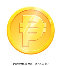 PHP Golden peso coin symbol on white background. Finance investment concept. Exchange Philippine currency Money banking illustration. Business income earnings. Financial sign stock vector.