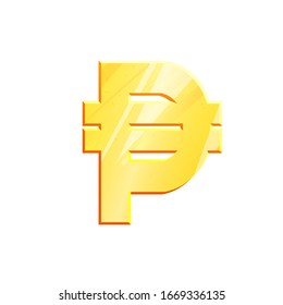 PHP Golden peso symbol on white background. Finance investment concept. Exchange Philippine currency Money banking illustration. Business income earnings. Financial sign stock vector.
