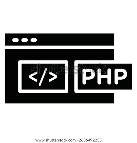 php icon Flat outline fill black and white