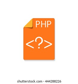 PHP icon, PHP labeled document file type icon, graphical user interface element for applications, websites & data services. Vector illustration isolated on white background.