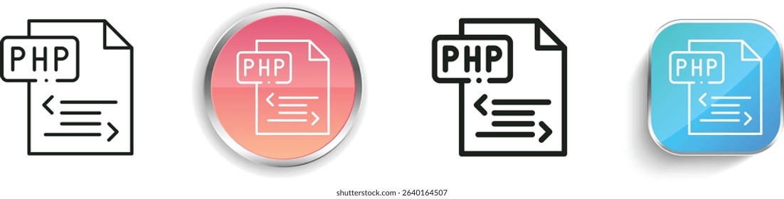 php icon. Thin Linear, Regular and Button Style Design Isolated On White Background