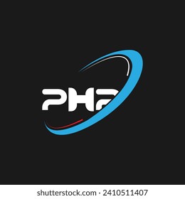 PHP letter Logo design. Initials PHP logo linked with circle and uppercase monogram logo. PHP typography for technology, business and real estate brand logo design