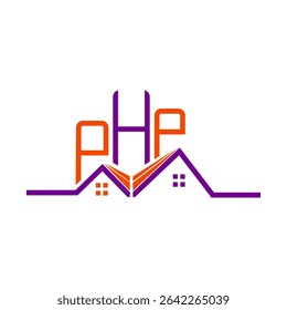 Design do logotipo do PHP Real State, logotipo simples e moderno do PHP. Design de alfabeto luxuoso do PHP  