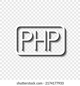 PHP simple icon vector. Flat design. White with shadow on transparent grid.ai