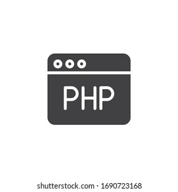 PHP web programming language vector icon. filled flat sign for mobile concept and web design. Web Development glyph icon. Symbol, logo illustration. Vector graphics