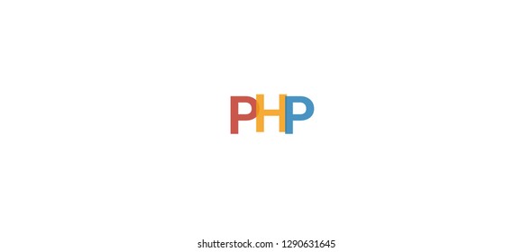 Php word concept. Colorful "Php" on white background. Use for cover, banner, blog.