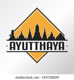 Phra Nakhon Si Ayutthaya, Thailand Skyline Logo. Adventure Landscape Design Vector City Illustration Vector illustration.