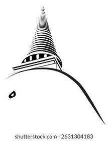 Phra Pathom Chedi : Big pagoda in Thailand  line shape. Graphic vector