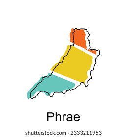 Phrae Map. vector map of Thailand design template with outline graphic sketch style isolated on white background