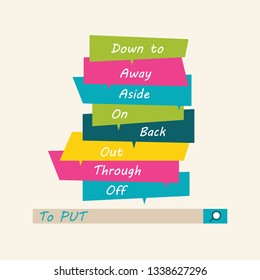 Phrasal verbs. English grammar. Verb to put. Word Cloud.