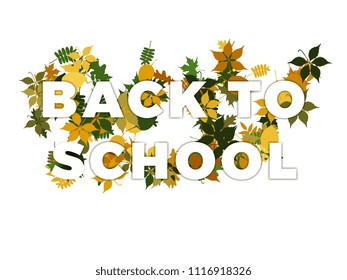 phrase back to school with smooth shadows on a pile of autumn leaves
