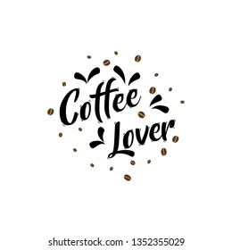 The phrase coffee lover  isolated on white background - Vector