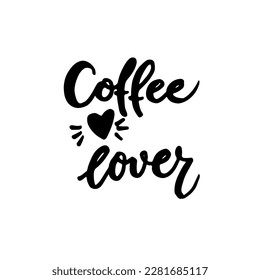Ramante del café de frases, logotipo de letras vectoriales, rótulo de café. Cita escrita a mano para café y restaurante.  Ilustración de tinta. Caligrafía moderna de pincel.