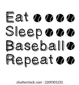 frase Eat Sleep Baseball Repetir. Diseño deportivo. Diseño de temas de béisbol para los amantes del deporte y regalo perfecto para jugadores y fans 