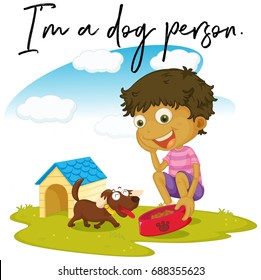 Phrase expression for I'm a dog person illustration