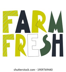 La frase Granja Fresca, que se dibuja en vector.