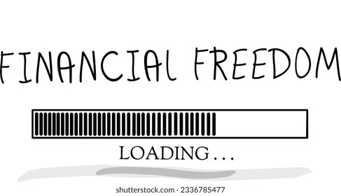 Phrase "Financial Freedom" with symbol loading on white background.