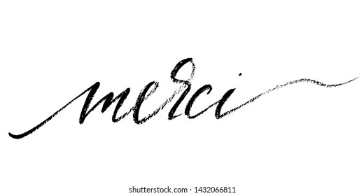 Phrase in French thank you handwritten text vector script.