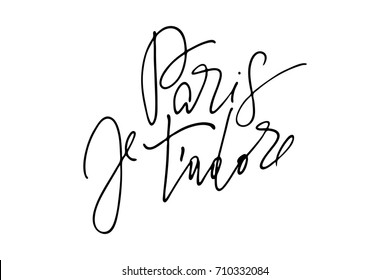 Phrase french writing paris I adore you handwritten text vector